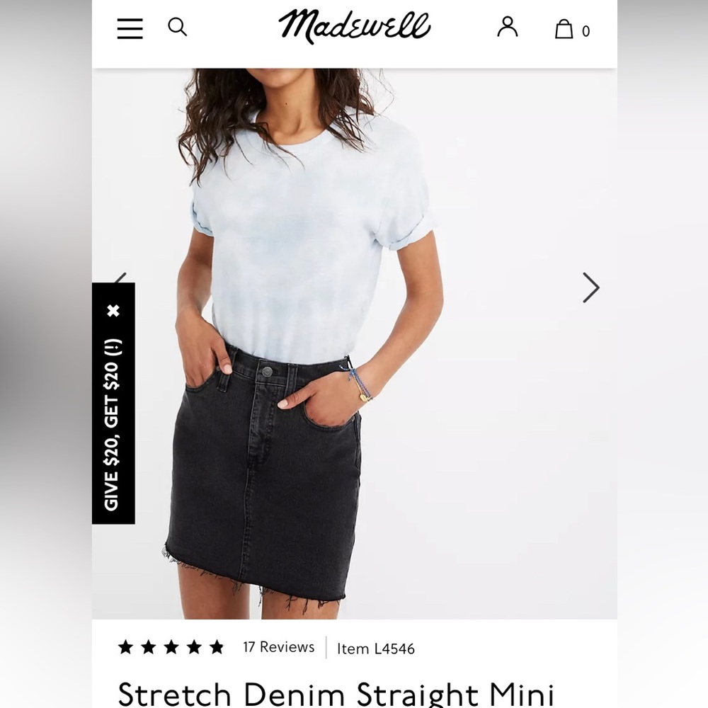 MADEWELL stretch denim straight mini skirt in ashcraft wash: raw-hemmed edition